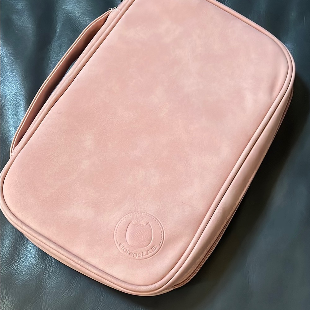 Blush pink jewelry travel case
